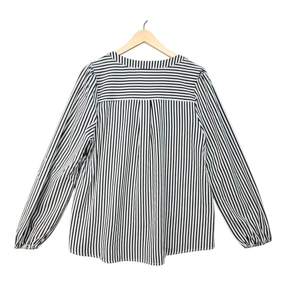 NEW Savanna Jane Blouse Women Large Black White Striped Top Office Casual Career - Picture 5 of 12